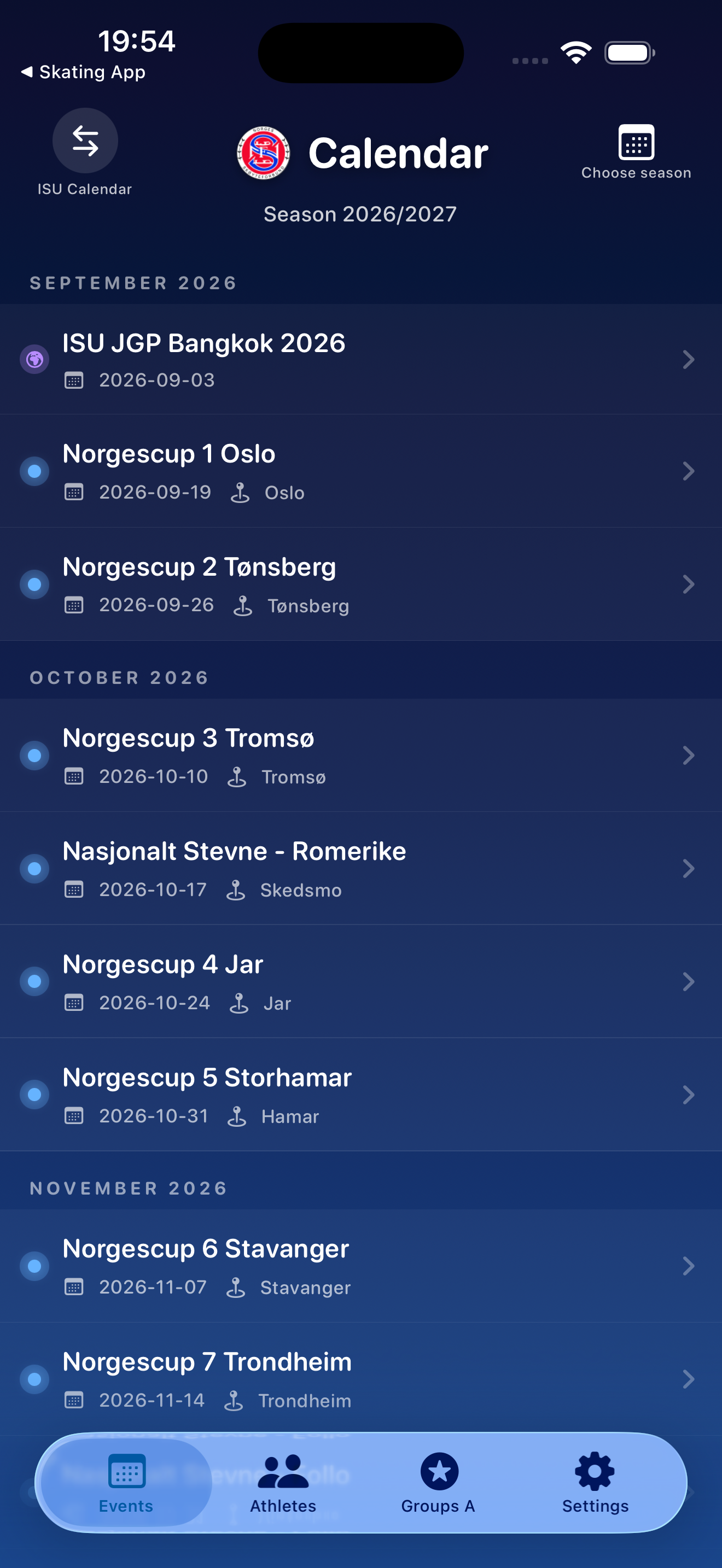 Konkurransekalender — KunstløpApp